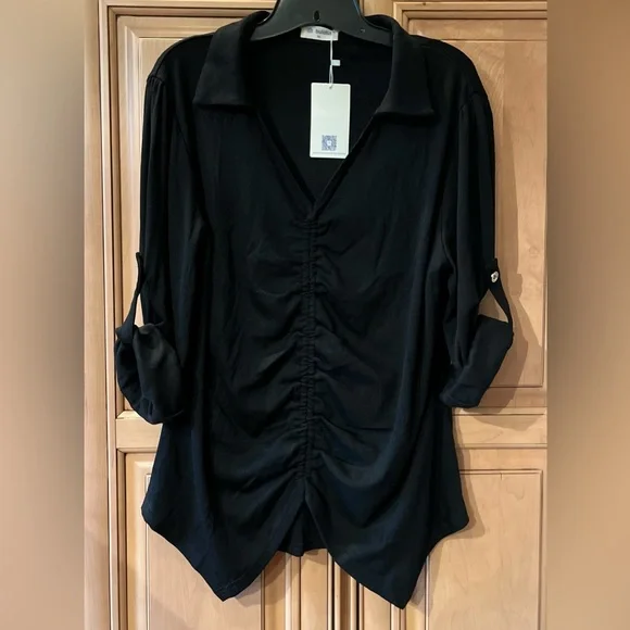 NWT Stylish Ruched Roll Sleeve Tunic - Picture 6 of 13